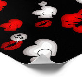 Poster Coeurs Et Lèvres D'Amour Rouge (Coin)