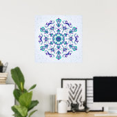 Poster Coeurs et oiseaux turquoise et violette Imprimer (Bureau à domicile)