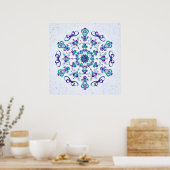 Poster Coeurs et oiseaux turquoise et violette Imprimer (Cuisine)