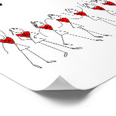 Poster Coeurs et positions J'aime Netball (Coin)