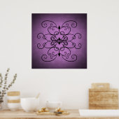Poster Coeurs et tourbillons noirs et violets (Cuisine)