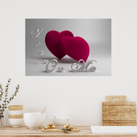 Poster Coeurs et typographie 3D (Cuisine)