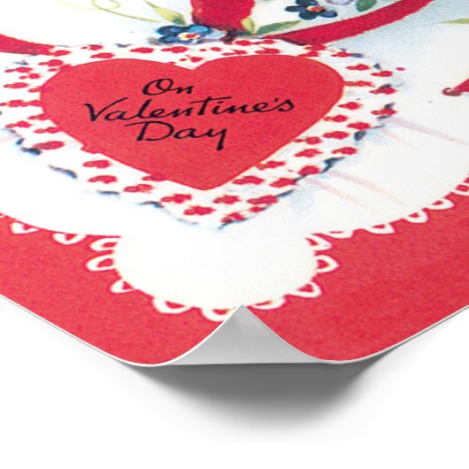 Poster Coeurs, fleurs et ruban de la Saint-Valentin vinta (Coin)