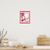 Poster Coeurs, fleurs et ruban de la Saint-Valentin vinta (Cuisine)