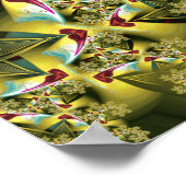 Poster Cœurs fractals dorés et motif abstrait en éclateme (Coin)