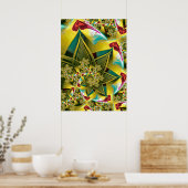 Poster Cœurs fractals dorés et motif abstrait en éclateme (Cuisine)