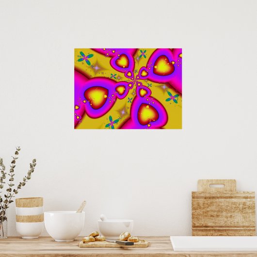 Poster Coeurs fractaux flottants (Cuisine)