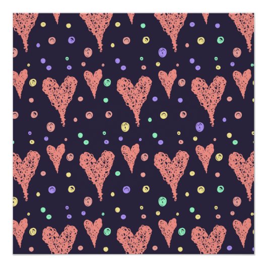 Poster Coeurs motifs Fille colorée Moderne Cute (Devant)