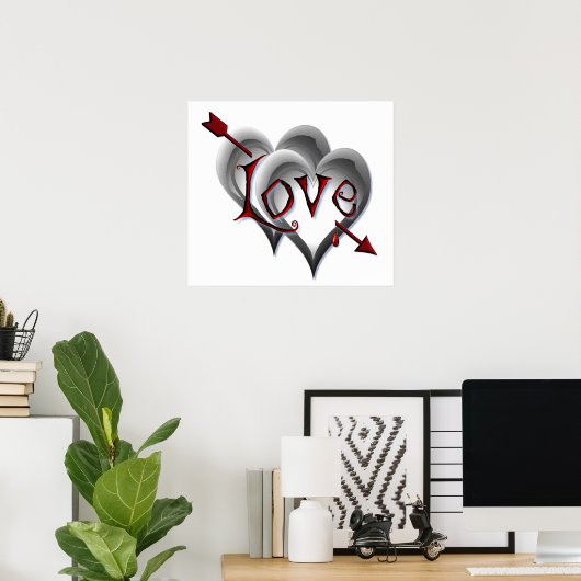 Poster COEURS NOIRES & FLÈCHE D'AMOUR par SHARON SHARPE (Bureau à domicile)