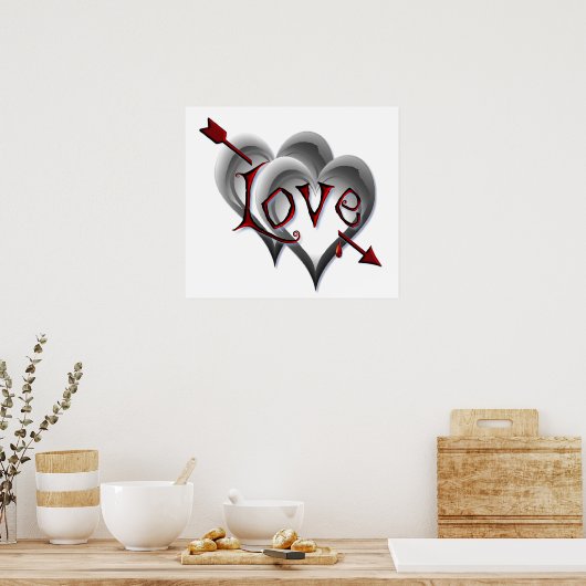 Poster COEURS NOIRES & FLÈCHE D'AMOUR par SHARON SHARPE (Cuisine)