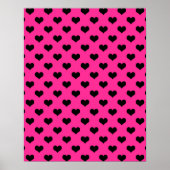 Poster Coeurs noirs Arrière - plan rose chaud Polka Dot H (Devant)