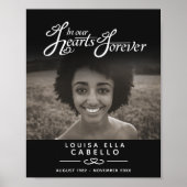Poster Cœurs pour toujours funérailles souvenir noir (Devant)