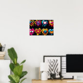 Poster Cœurs punk effrontés dans des couleurs vives (Bureau à domicile)