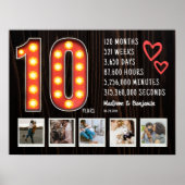 Poster Coeurs rétros du 10e anniversaire Collage photo pe (Devant)