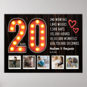 Poster Coeurs rétros du 20e anniversaire Collage photo pe (Devant)