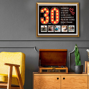 Poster Coeurs rétros du 30e anniversaire Collage photo pe