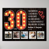 Poster Coeurs rétros du 30e anniversaire Collage photo pe (Devant)