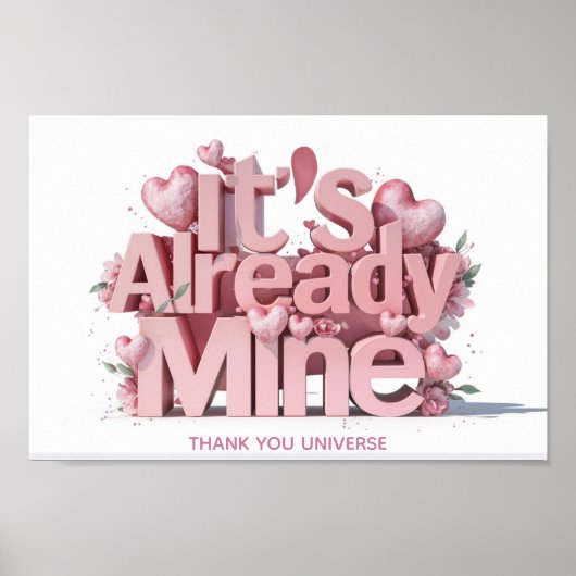 Poster *~* Coeurs roses Ap85 Loi d'attraction Manifestati (Devant)