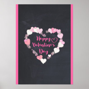 Poster Coeurs roses scintillants de heureuse