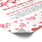 Poster Coeurs roses Valentine 1er Anniversaire heure Caps (Coin)