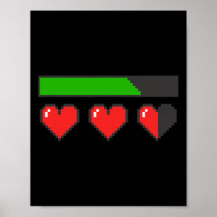 Poster Coeurs rouges Chargement comme un jeu vidéo Valent