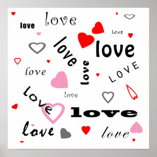 Poster coeurs rouges et roses d'amour de conception des