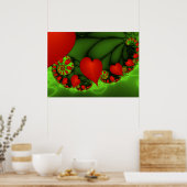 Poster Coeurs rouges Lime vert Moderne Art Abstrait fract (Cuisine)