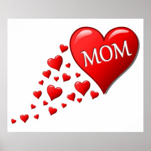 POSTER COEURS ROUGES POUR MOM