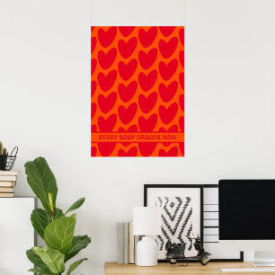 Poster Coeurs rouges rétro et Super