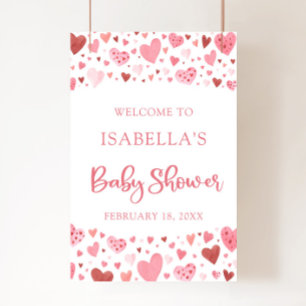 Poster Coeurs rouges roses Valentine Baby shower amoureux