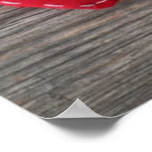 Poster Coeurs rouges sur table en bois (Coin)