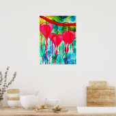 Poster Coeurs saignants Aquarelle abstraite (Cuisine)