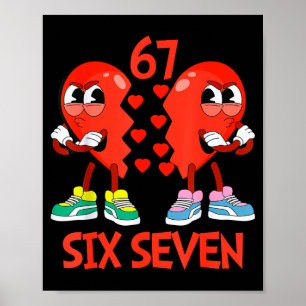 Poster Cœurs Saint-Valentin Drôle Six Sept 6 7 Mème Gen A