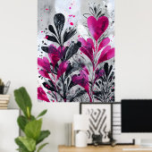 Poster Cœurs sauvages en fleurs  (Bureau à domicile)