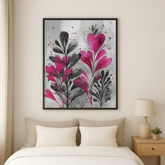 Poster Cœurs sauvages en fleurs 