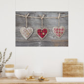 Poster Coeurs sur une table en bois (Cuisine)