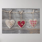 Poster Coeurs sur une table en bois (Devant)