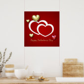 Poster Coeurs Valentin Rouge Or Moderne (Cuisine)