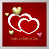 Poster Coeurs Valentin Rouge Or Moderne (Devant)