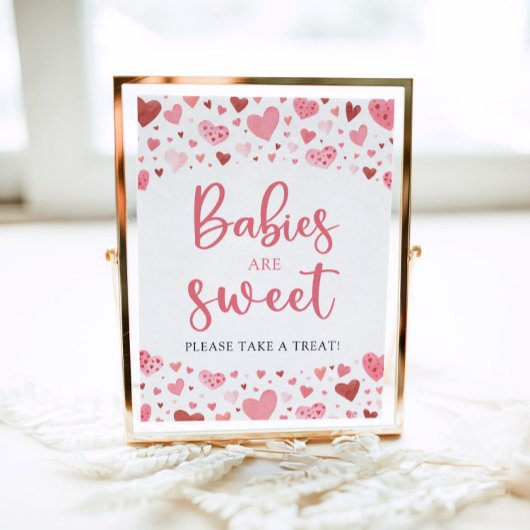 Poster Coeurs Valentine Baby shower Bébés sont doux signe
