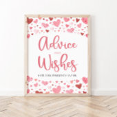 Poster Coeurs Valentine Baby shower Conseils et souhaits