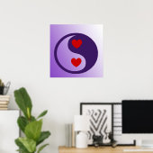 Poster Coeurs violets Yin Yang (Bureau à domicile)