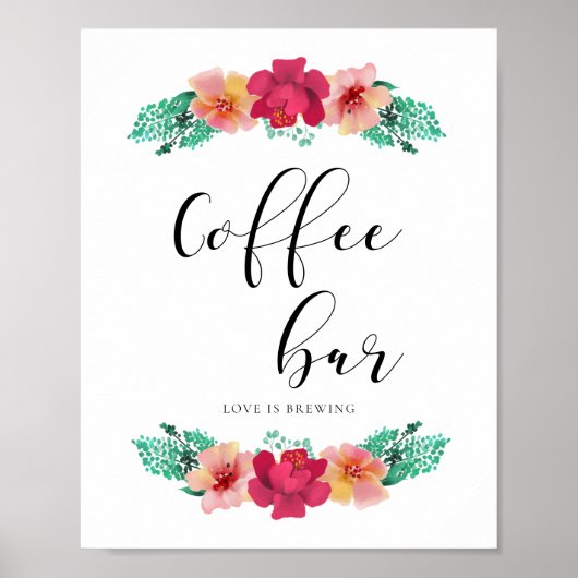 Poster Coffe bar design fleuri signe mariage (Devant)