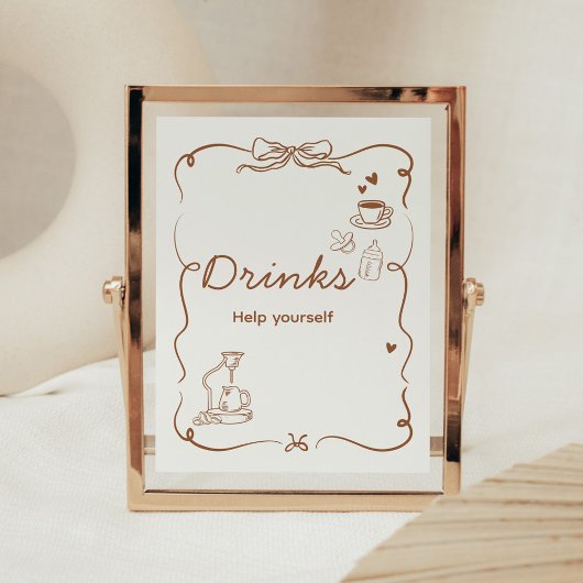 Poster Coffee Baby is Brewing Baby Shower Drinks Sign
