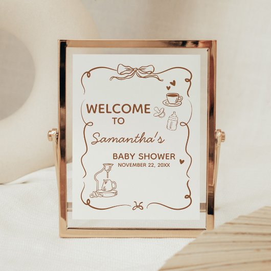 Poster Coffee Baby is Brewing Baby Shower Welcome Sign