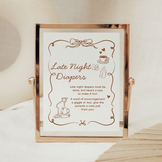 Poster Coffee Baby is Brewing Late Night Diapers Sign