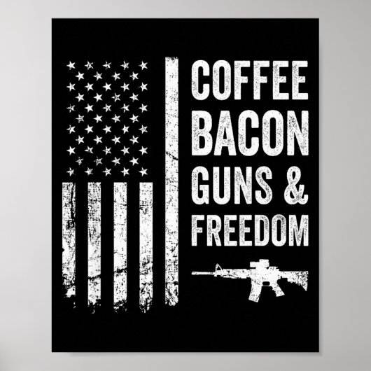 Poster Coffee Bacon Guns & Dom - Bbq Grill Funny Gun (Devant)
