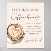 Poster Coffee Bridal Shower Guess How Many Sign (Devant)