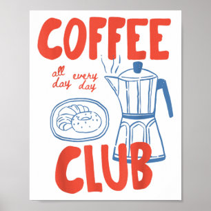 Poster Coffee Club Retro Coffee Graphic Pour Amateur De C