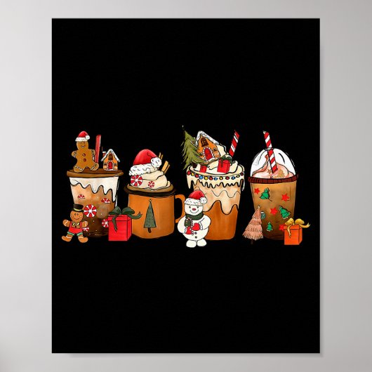 Poster Coffee Hot Cocoa Merry Christmas Xmas Family Pajam (Devant)